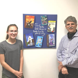 Annabelle and Luke with Annabelle's Scoliosis Artwork