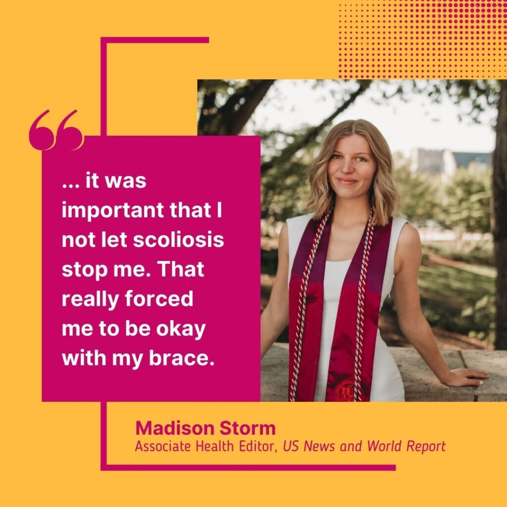Madison Storm and her quote about scoliosis
