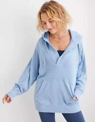 DOWN TO EARTH HENLEY HOODIE from AERIE