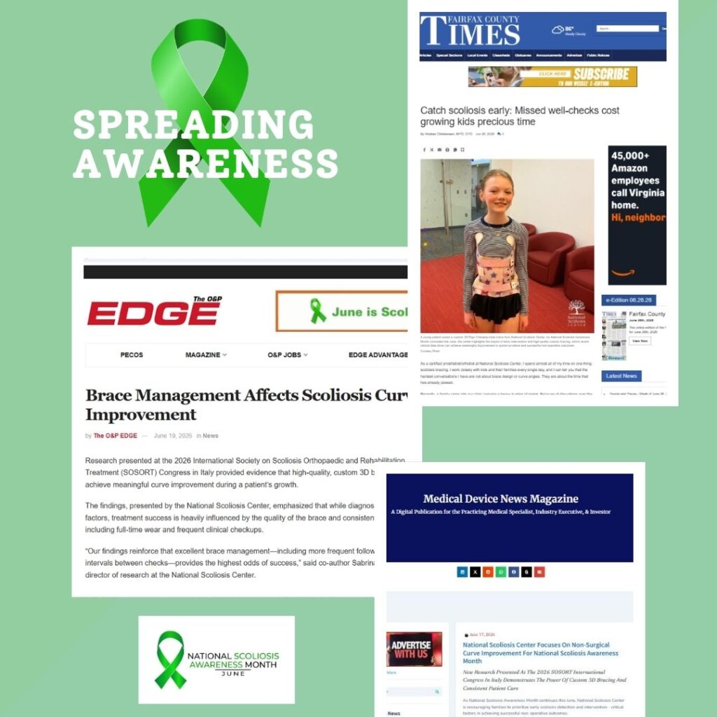 Article clippings sharing scoliosis awareness